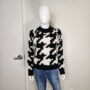 All Saints Joy Jumper Black and White Houndstooth Sweater Sz S